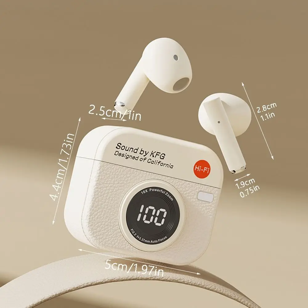 سماعات رأس لاسلكية بكاميرا ريترو مع تحكم باللمس داخل الأذن سماعات بلوتوث HiFi ستيريو شاشة LED سماعة رأس رياضية #6