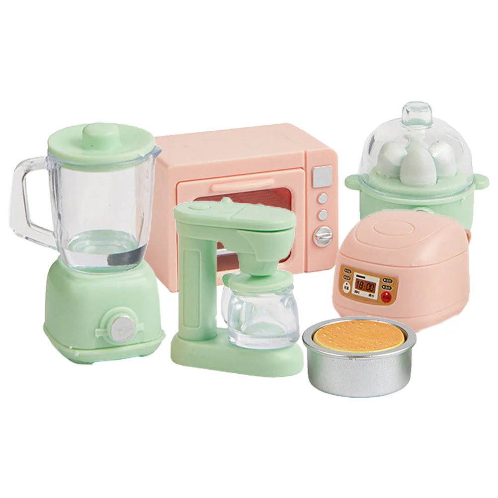 Casa de bonecas mini cozinha panela de arroz casa de bonecas aparelho comida jogar utensílios em miniatura adorável abs aparelhos minúsculos