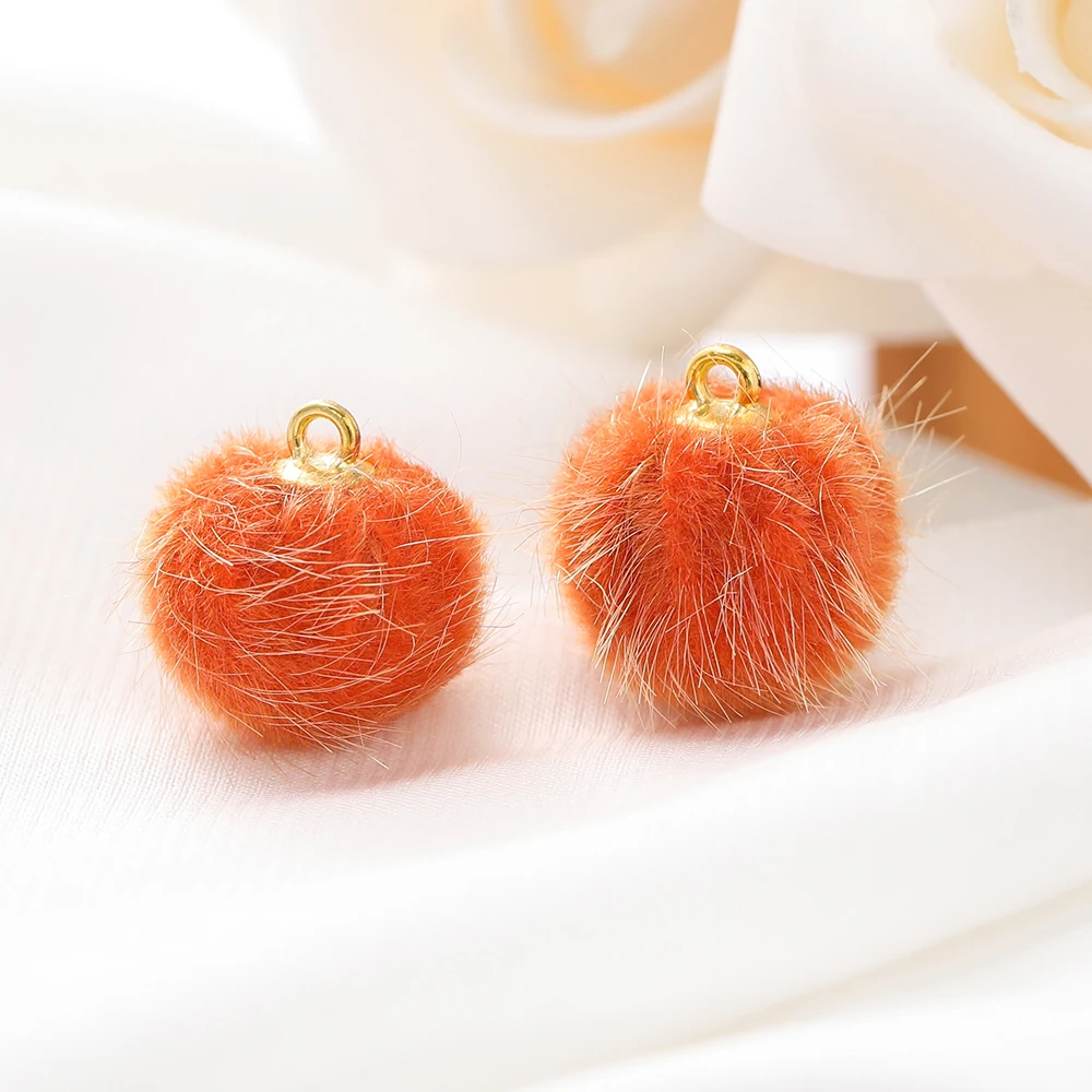 10 stuks pluche bont bedekt bal kralen bedels pompom kralen hanger voor DIY ketting oorbel armband hanger sieraden maken benodigdheden