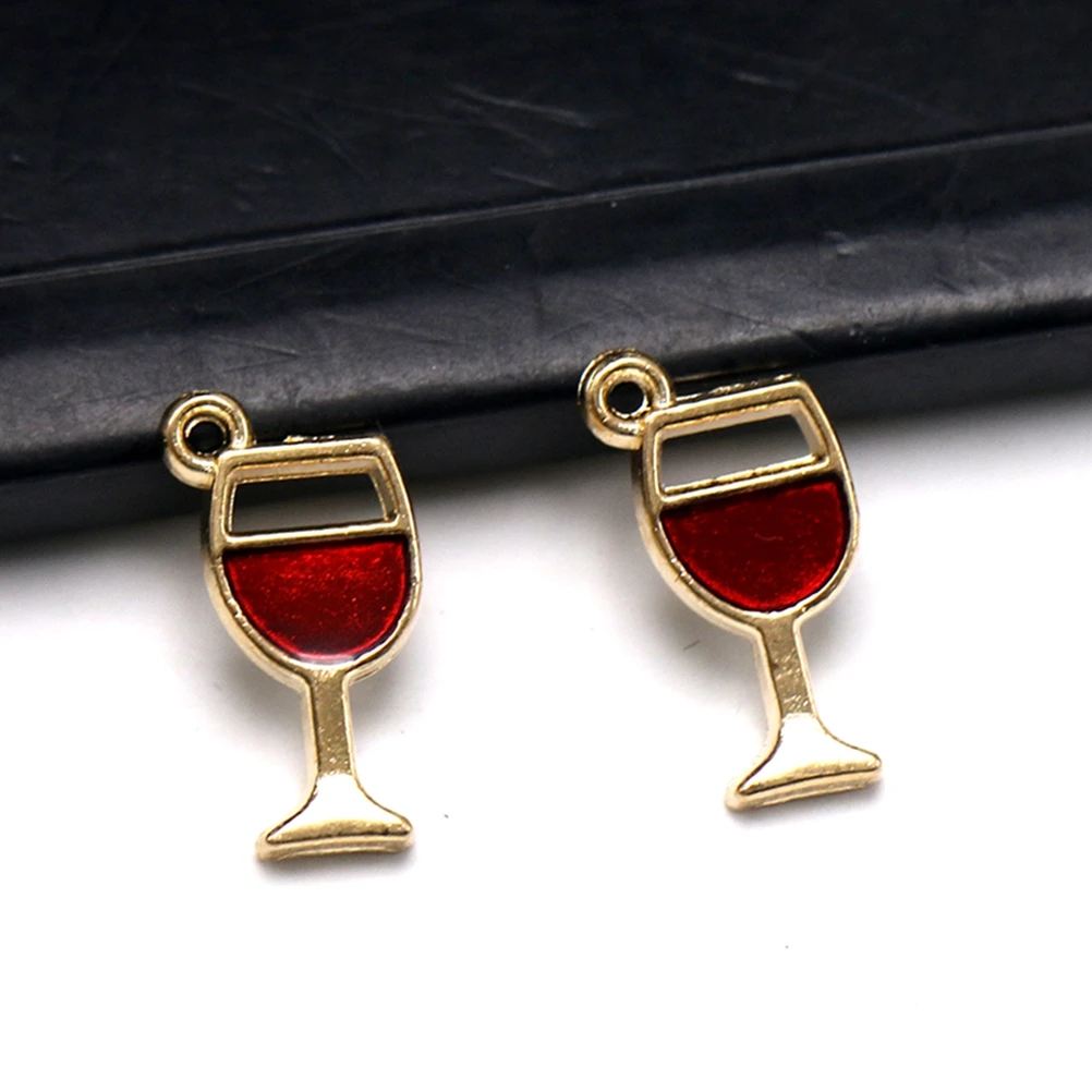 

20 Pcs Red Wine Glass Accessories Fashion Pendant Charms Alloy Jewelry Making Pendants