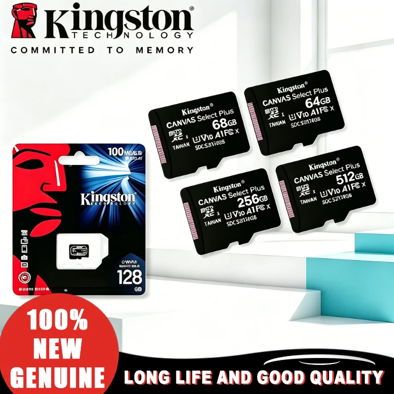 Kingston for Phone/Tablet/Switch Original Micro SD TF Card Flash Memory Card A1 V10 Original Storage Micro SD Cards 256GB 512GB