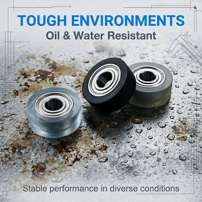 5pcs DIY Machine Low Noise PU Ball Bearing Sliding Polyurethane Roller 6x20x8.5 PU60620-8.5 TPU Rubber Bearing Pulley Wheel 20mm
