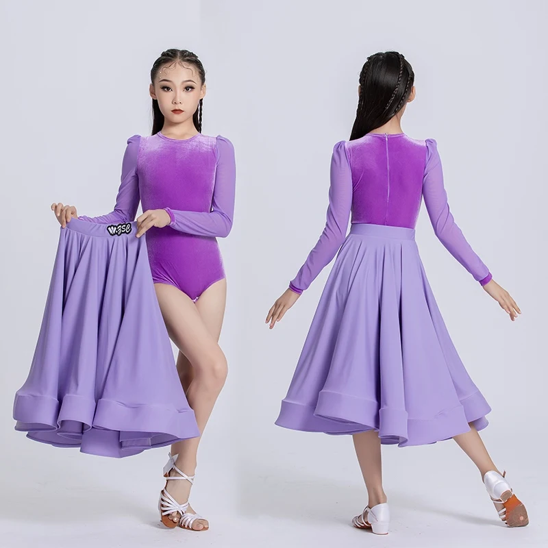 Dziecięcy standardowy strój do tańca towarzyskiego dla dziewcząt Waltz Latin Dance Costume Stage Training Clothes XS8651