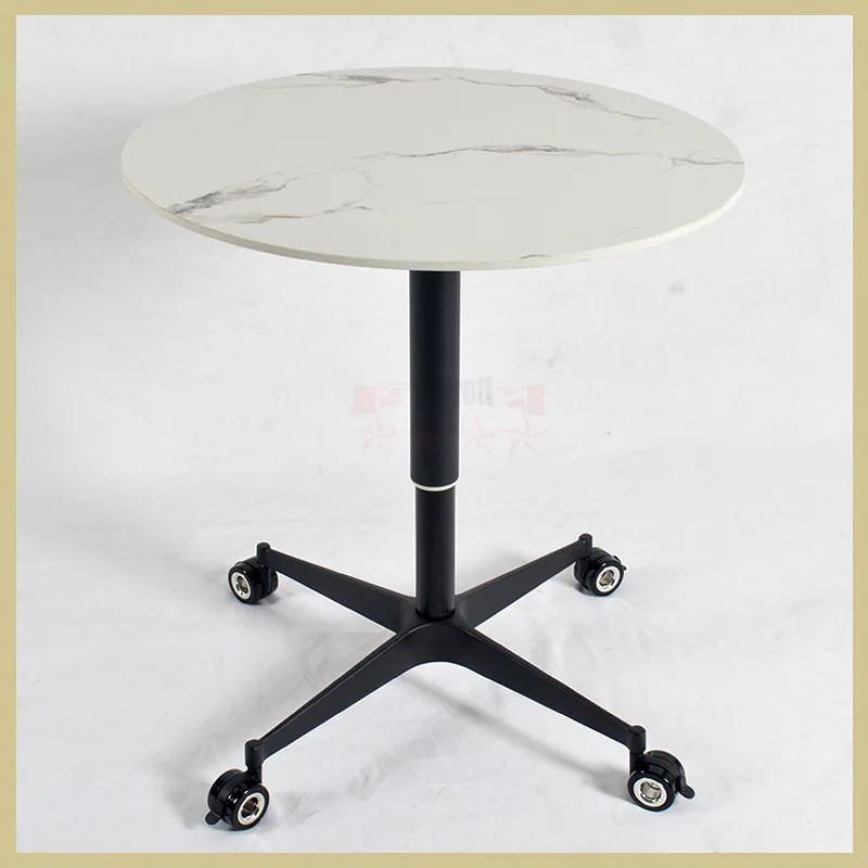 

Black aluminum alloy cross-shaped lifting table foot movable side stand, rotating table legs