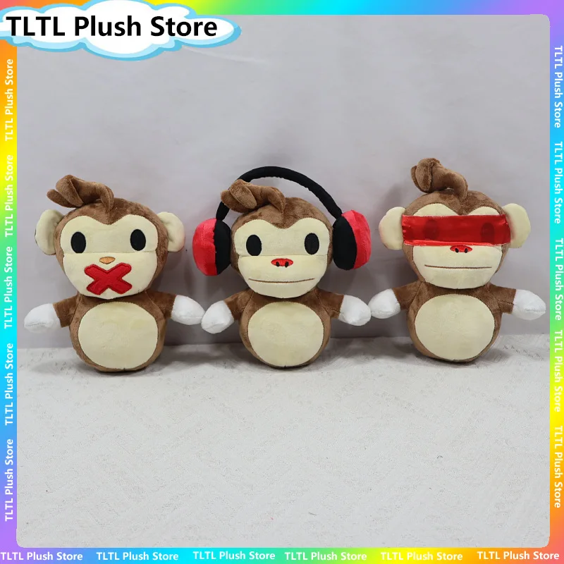 BOMBANANA! Plush Toy Blind Monkey Deaf Monkey Mute Monkey Game Character Soft Stuffed Doll Home Decor Peripheral For Adult Fans