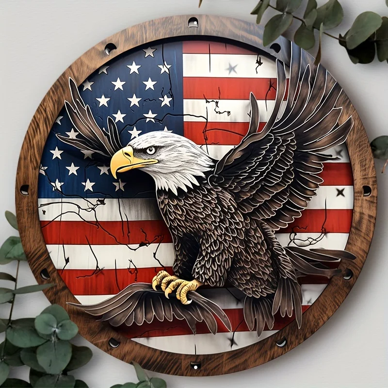 

Aluminum Round Metal Sign - Durable Independence Day Wreath Decor for Various Scenarios - Easy To Hang and Weather Resistant