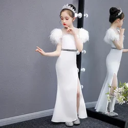 2021 New Elegant Girls Princess Dress Kids Birthday Party Catwalk Evening Gowns Sleeveless Mermaid Dress For Girl Vestidos A436