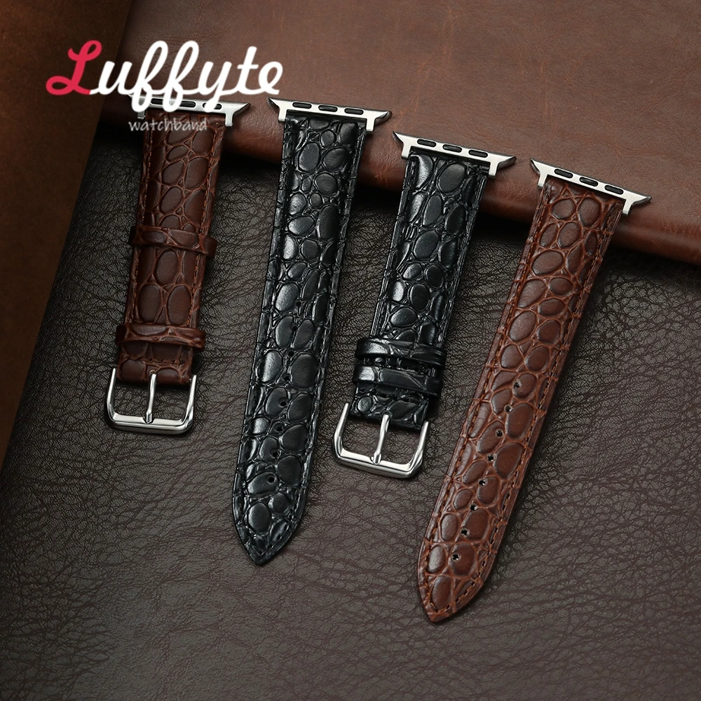 Stone Grain PU Leather Watchband For Apple Watch 1-10 Ultra SE 2 Watch Bracelet For Iwatch 38/40/41/42/44/45/46/49mm Straps