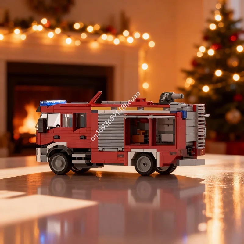 

501 деталей MOC: Модель пожарной машины Renault, конструктор «Городской транспорт», архитектурная игрушка, рождественский подарок, креативный набор для творчества и обучения