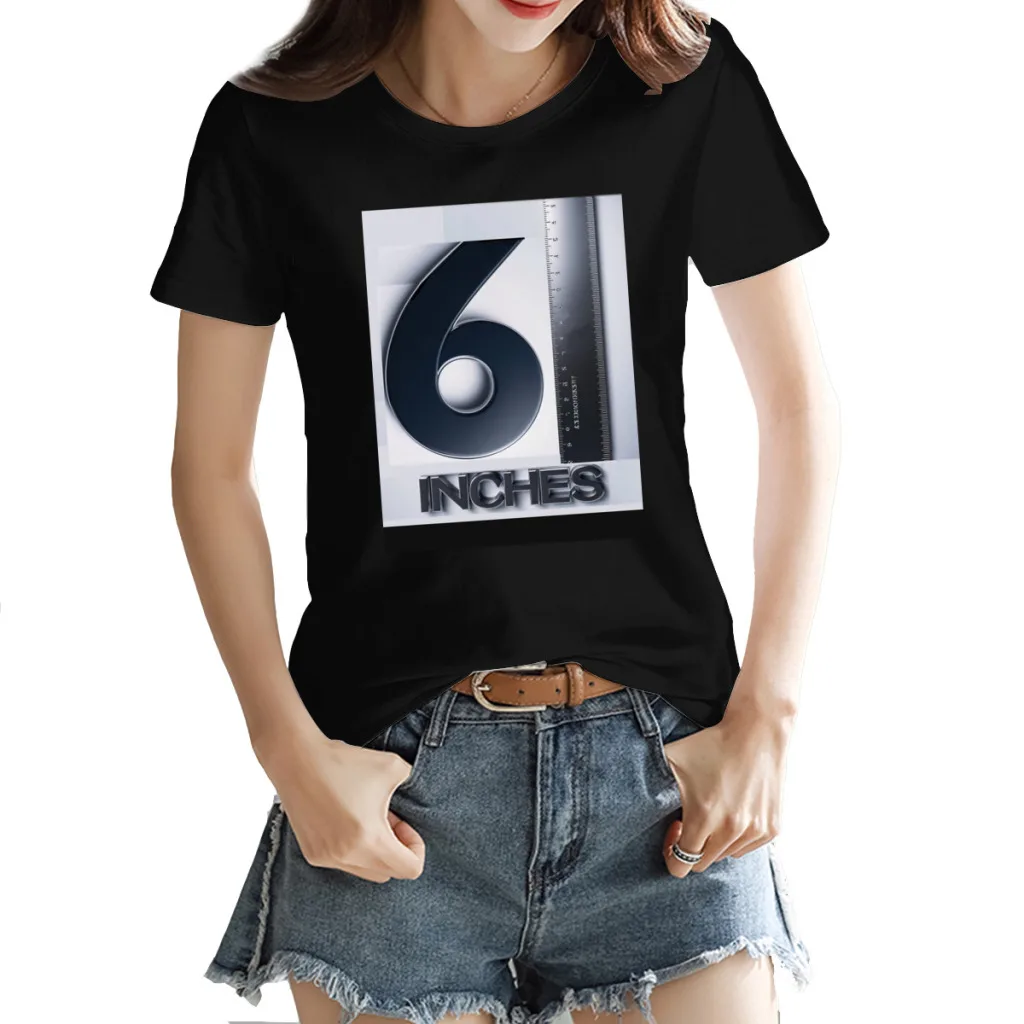 

Six Inches Women's Printed Short Sleeve T-Shirt, Harajuku Style, New Summer Top