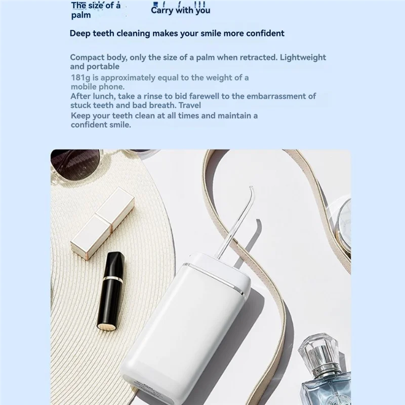 B46B-فرشاة أسنان تعمل بالموجات فوق الصوتية لري الفم لتنظيف الأسنان، منظف أسنان للمنزل والسفر باللون الأبيض