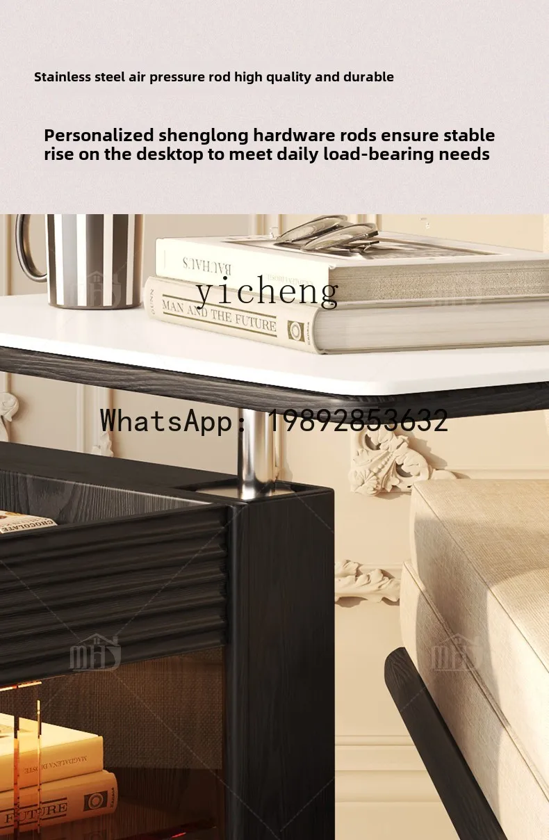 trolley movable lifting retro small coffee table small apartment living room light French side table rock slab