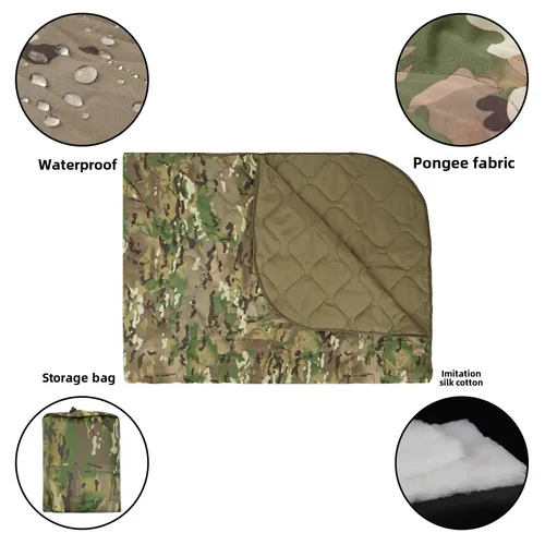 Imagen 2 del producto Manta militar con forro de Poncho de camuflaje, saco de dormir militar para viajar, senderismo, Camping, manta de coche de supervivencia al aire libre, 200x150cm