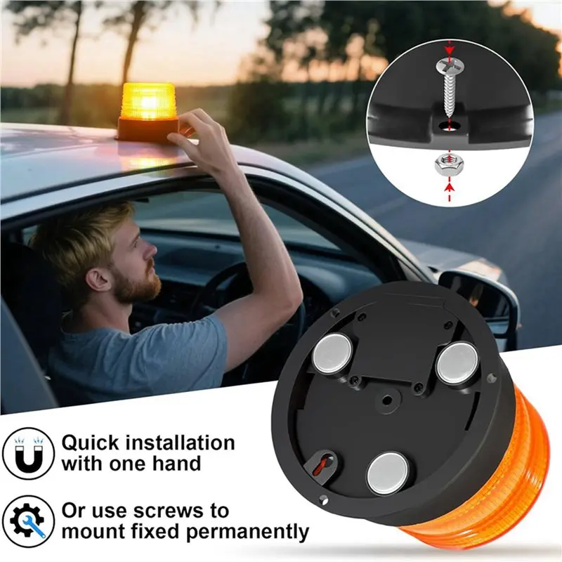 LLCS-2X Magnetic Wireless Beacon Light, Rechargeable Emergency Flashing Warning Battery Operated Strobe Lights