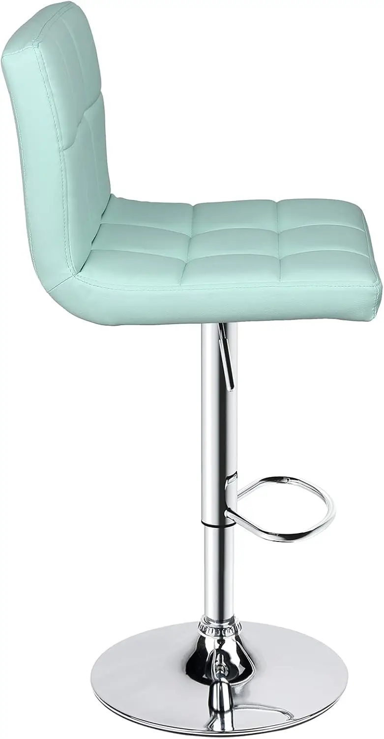 Leopard Bar Stools, Modern Pu Leather Adjustable Swivel Bar Stool With Back, Set Of 2 (Mint Green)