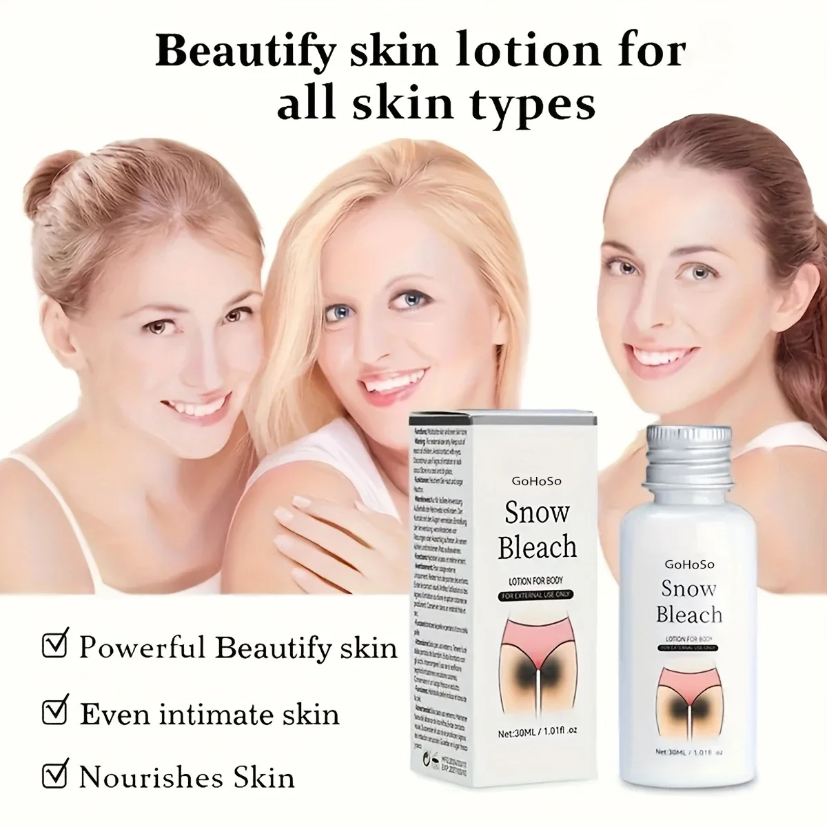 

ENVISHA Snow Bleach Cream Beauty Health Body Skin Care Body Lotion Moisturizing Whitening Exfoliating Armpit Private Anus Thigh