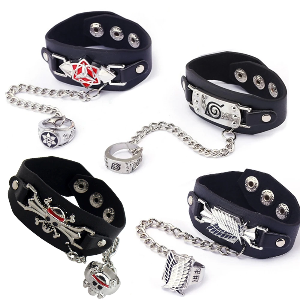 Anime Naruto One Piece Bracelet And Rings Action Figure Cosplay Accessories Prop Jewelry Costumes Cool Toys For Children Gifts