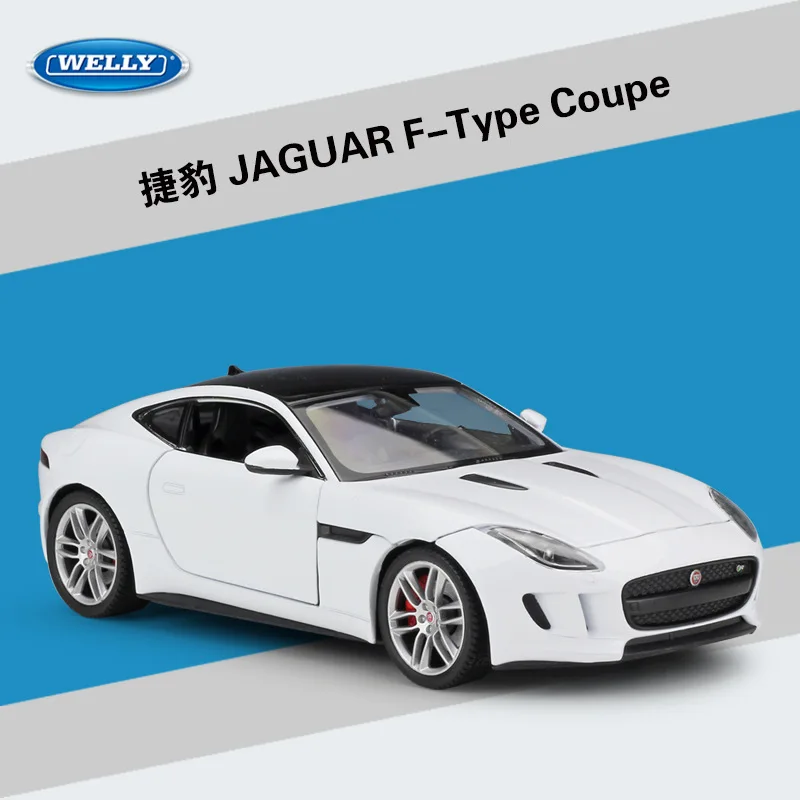 Новая модель автомобиля WELLY 1:24 JAGUAR F-Type Coupe, модель спортивного автомобиля из искусственного сплава, Коллекционная модель JAGUAR, украшения, подарок на день рождения для мальчика