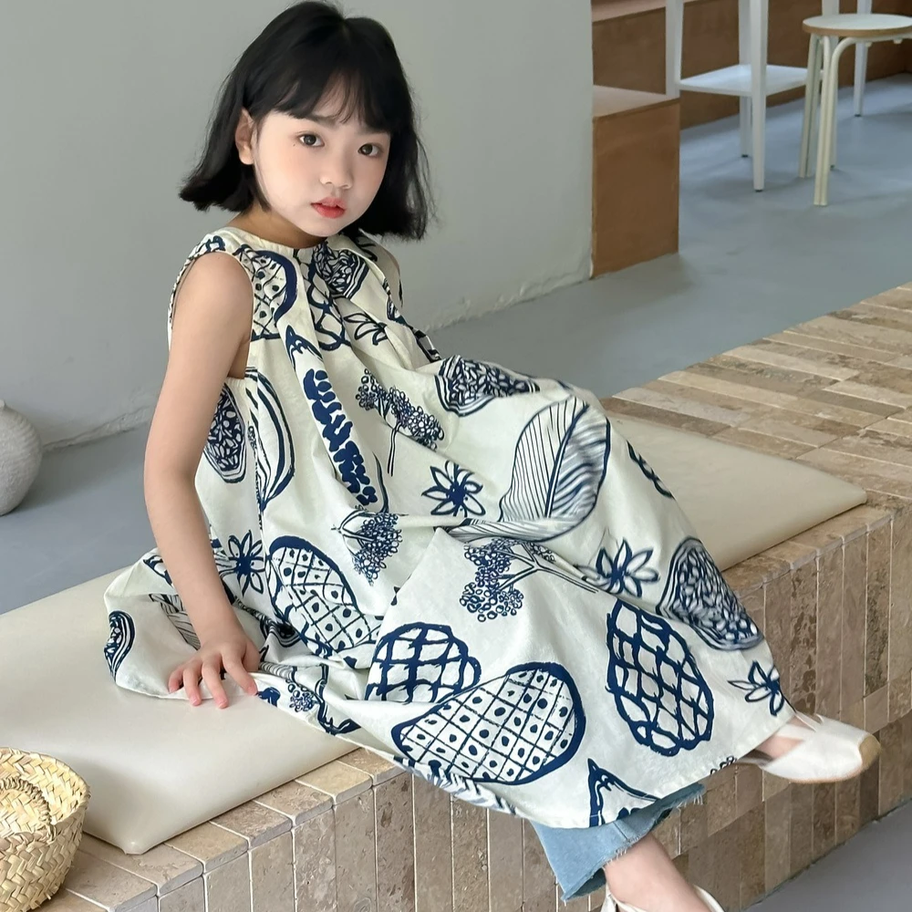 Kids Sibling Matching Outfit 2 Styles Optional Summer Korean Irregular Print Girls Dress / Short Sleeve Shorts Set for Boys