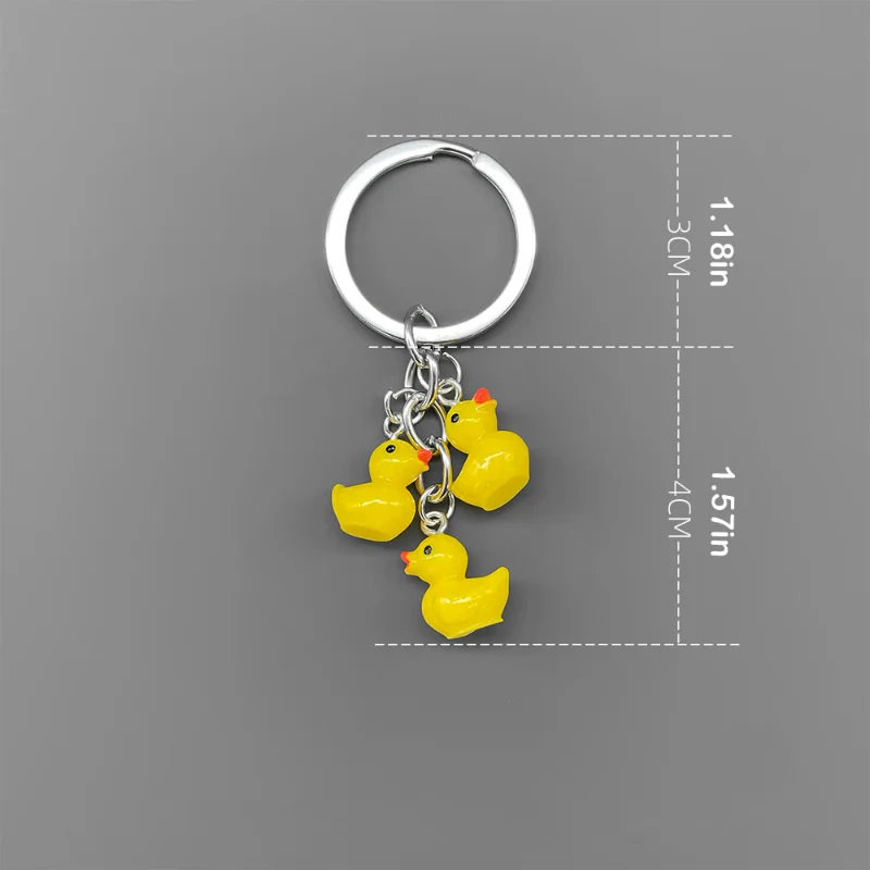 cute Yellow Duck Keychain rubber Ducks Family Key Ring