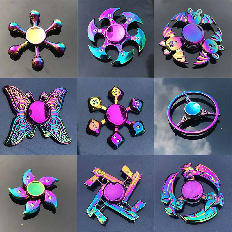 25 Style Rainbow Color Fingertip Gyro Toy for Spinner Focus Relieves Stress Finger Spinner Creativity Hand Fidget Spinner Metal