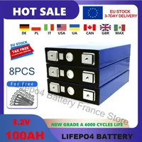 Batterie Lithium Fer Phate Rechargeable Cellule Solaire Profonde pour Bateau, Système Solaire, Camping-Car, 3.2V, 100Ah, Lifepo4