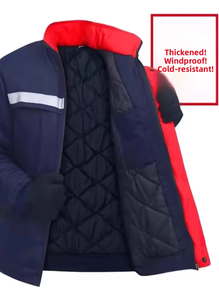 

Мужская зимняя утепленная хлопковая рабочая одежда свободного кроя с воротником, термокуртка на молнии, повседневная верхняя одежда