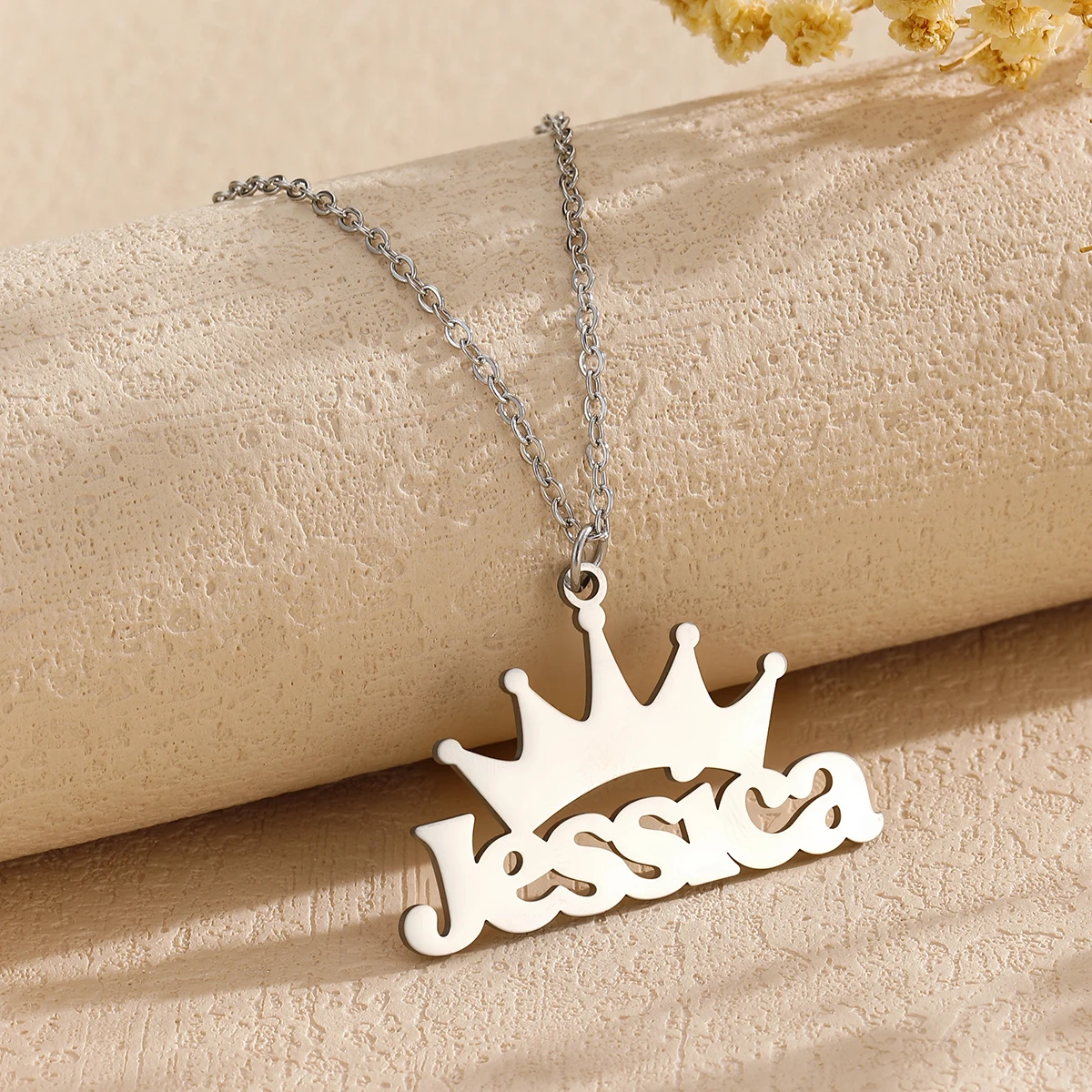 

Trendy Big letter Name Necklace With Crown For Women Personalized Letter Nameplate Pendant Necklaces Custom Jewelry