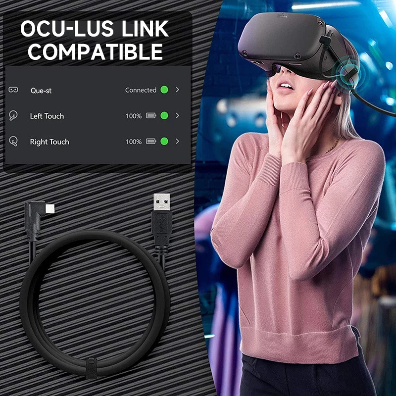 Ficep สายเคเบิลสำหรับเควส2/สำหรับเควสต์โปร/สำหรับ Pico 4 Link VR ชุดหูฟัง USB 3.0 Type C การถ่ายโอนข้อมูล VR อุปกรณ์ชาร์จอย่างรวดเร็ว