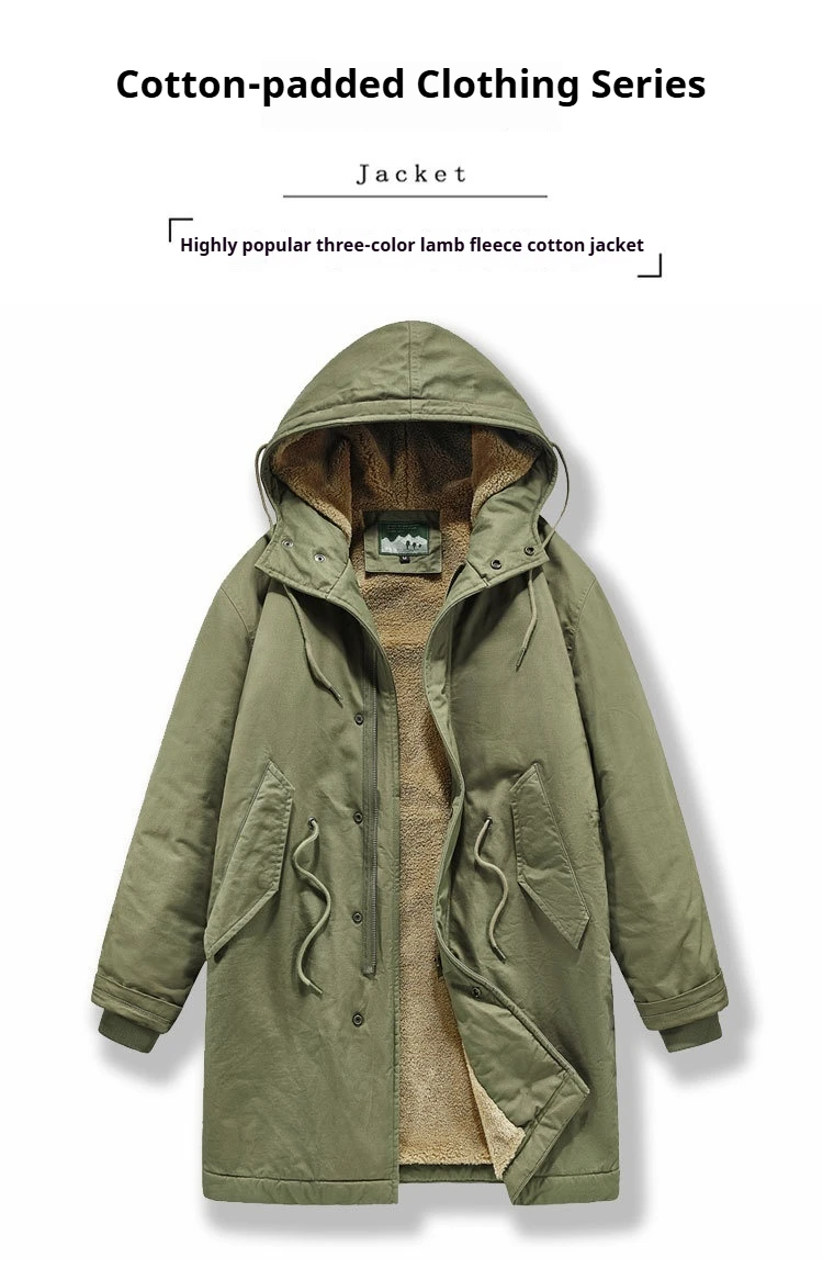 Neue Winter-Herrenjacken mit Kapuze und Pelzkragen, Warme Lange Fleece-Jacken, Hochwertige Outdoor-Freizeitjacken für Männer – Detail 15