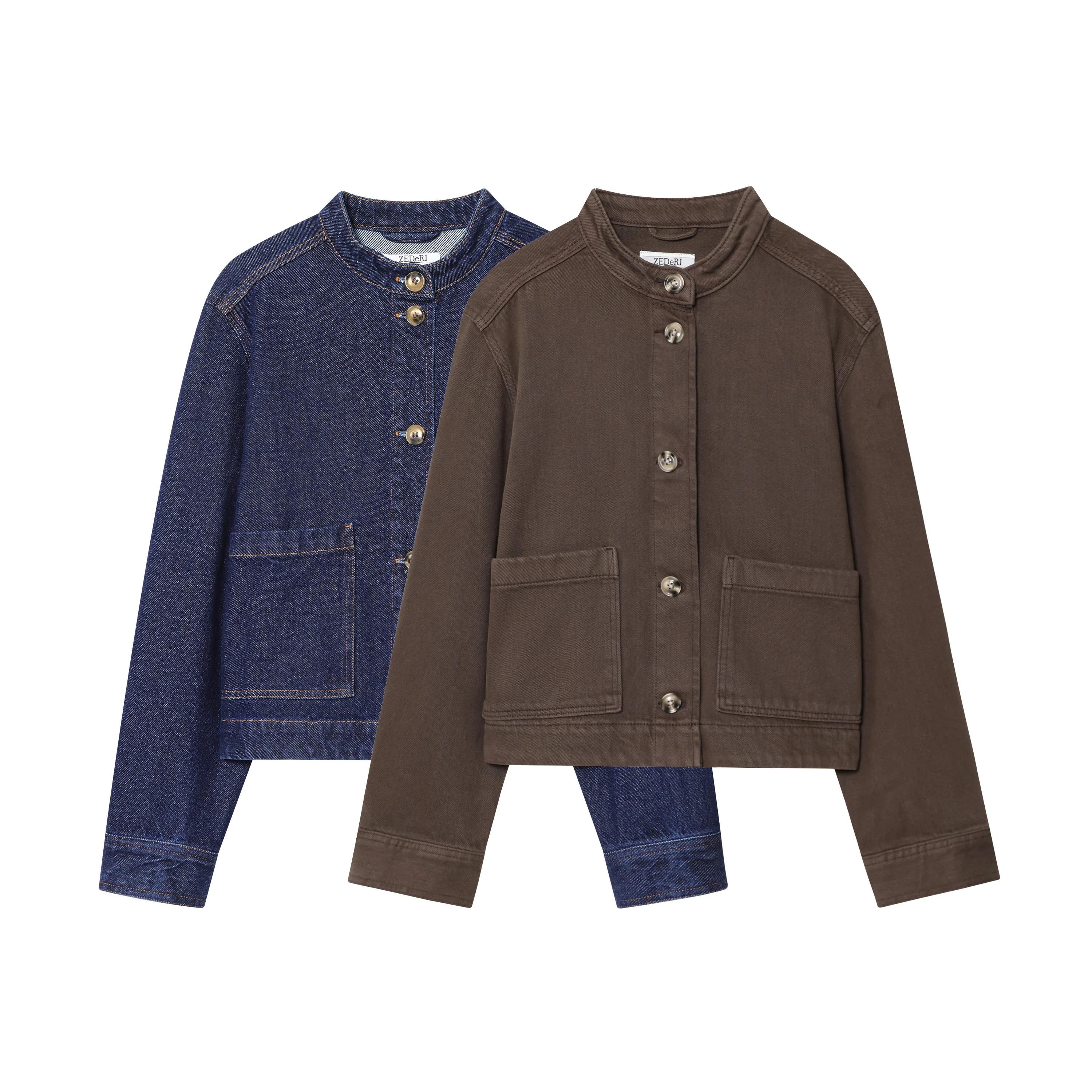 

Women's clothing autumn new products simple and versatile casual and fashionable stand-up collar silhouette button top jacket