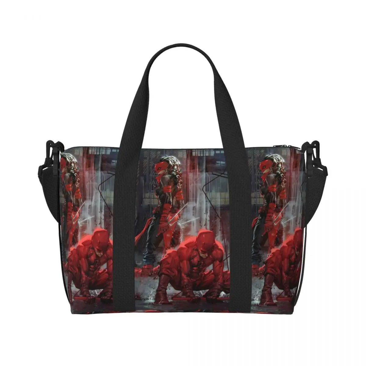 

Custom Elektra & Daredevil Grocery Shopping Tote Bag Women Large Capacity Gym Beach Travel Bags