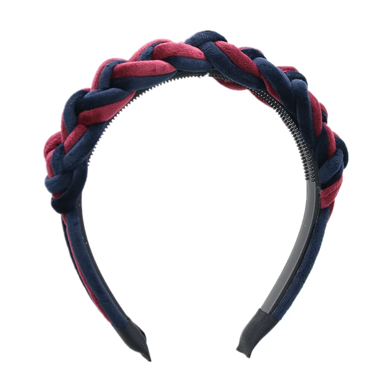 

BD-1 Wide braided velvet 3cm wide plain design hairbands women hair accessories winter hairbands