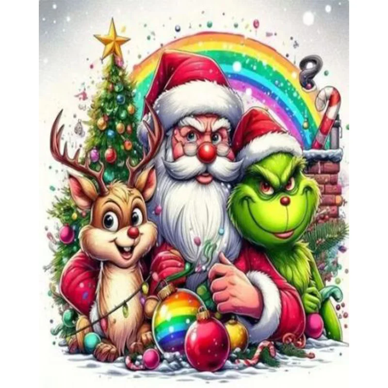 

AB Diamond Diamond Painting Santa Claus and small animals Embroidery Kit Wall Decoration Hanging Painting