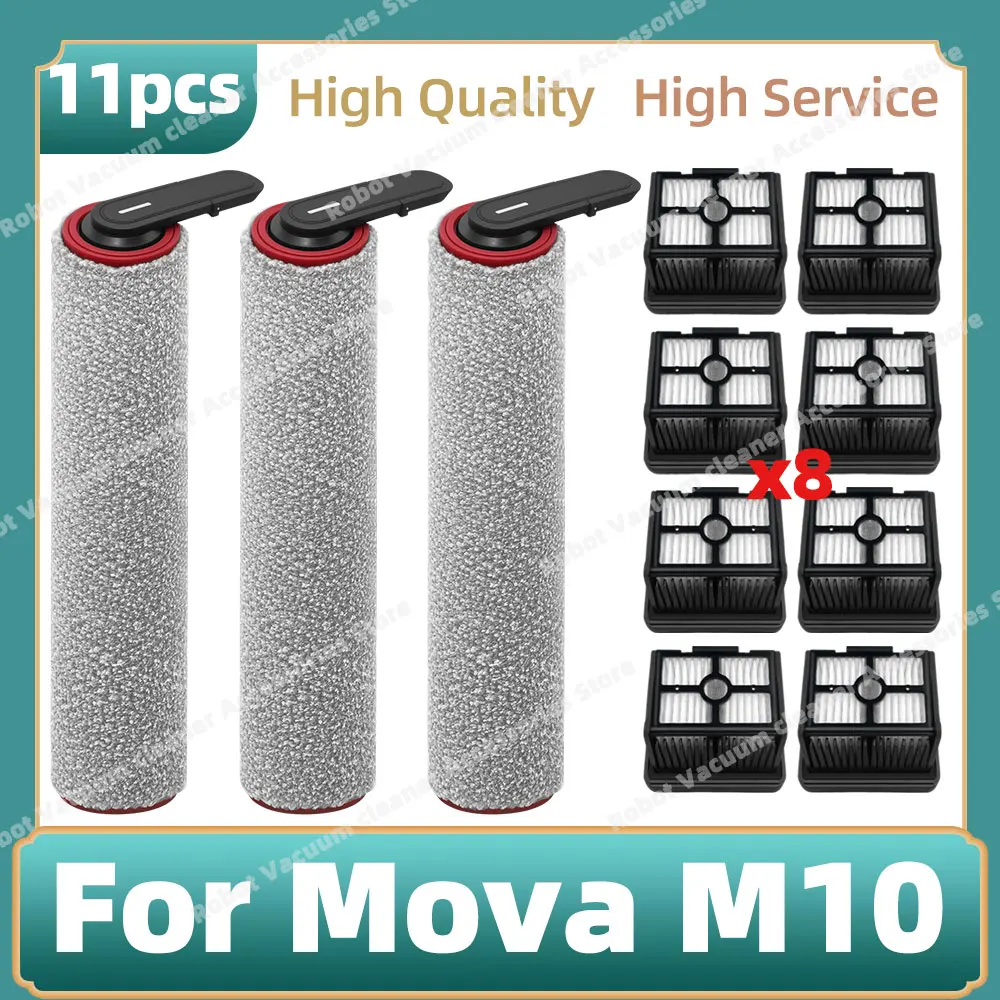 Compatible avec Mova M10 Aspirateur sans fil humide et sec Pièces de rechange Brosse à rouleau Filtre HEPA Accessoires