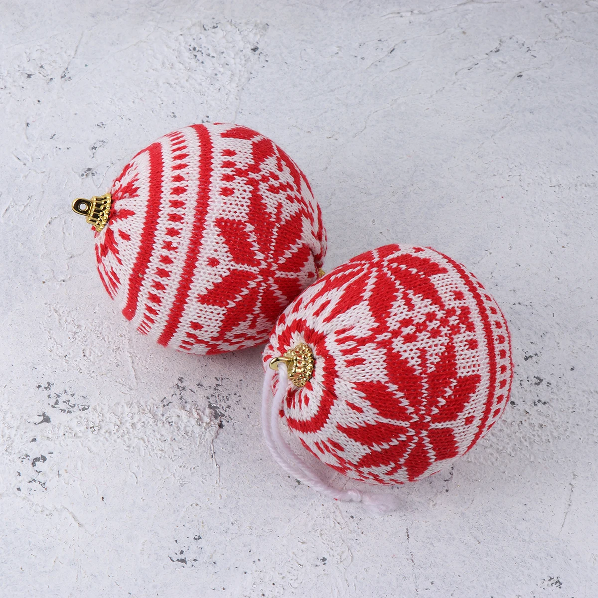 

6 Pcs Christmas Ornament Knitted Balls Xmas Tree Decoration Baubles Pendant Red Ornaments for
