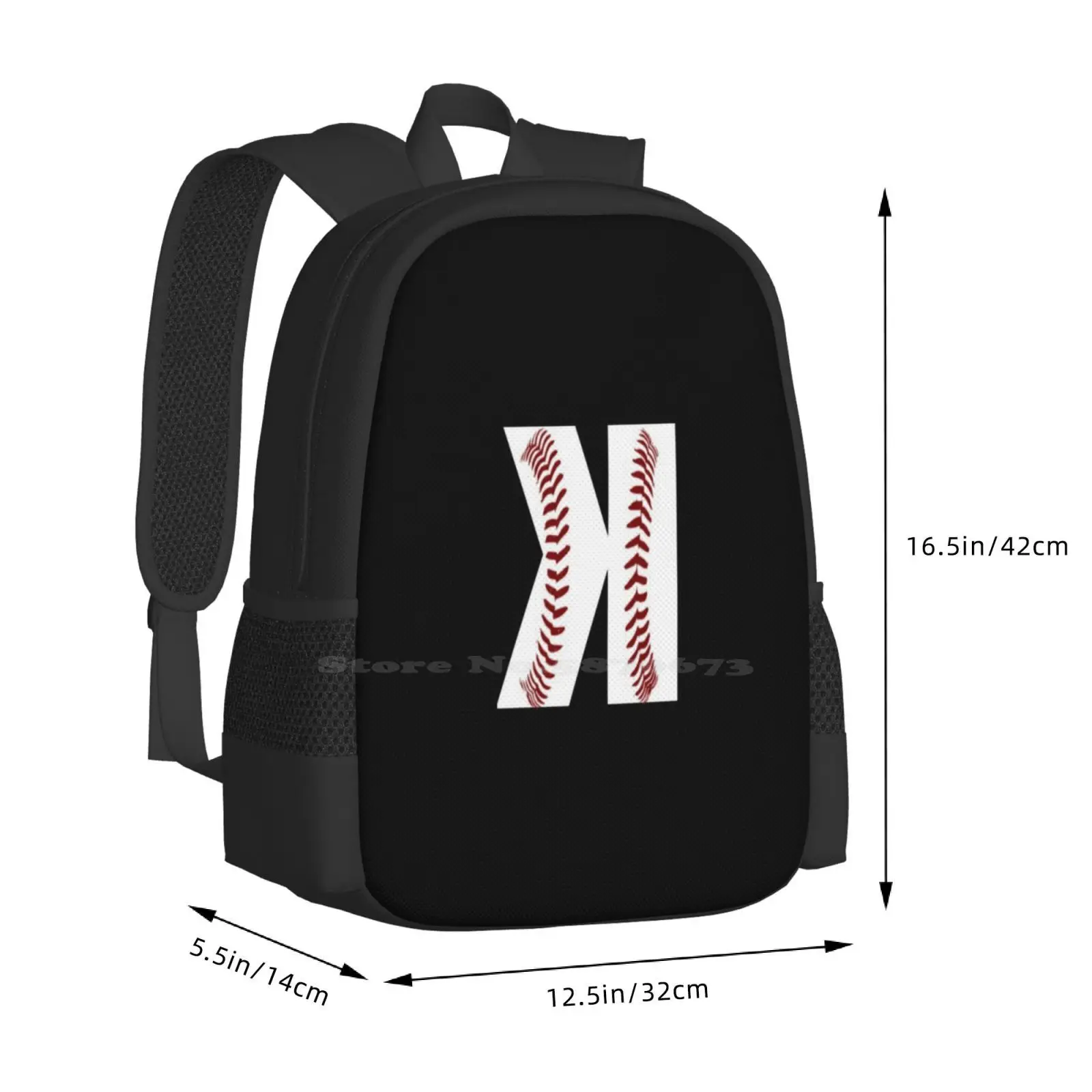 Boys Pitcher Backwards K Baseball Graphic Art Gift Product Large Capacity School Backpack Laptop Bags Sports Baseball Player