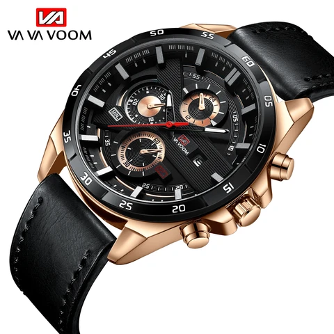 Racing Style Leather Watch 46mm