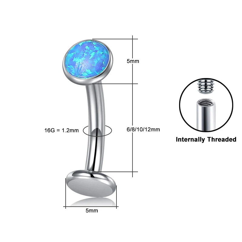 Women's ASTM F136 Titanium Belly Button Ring with Opal