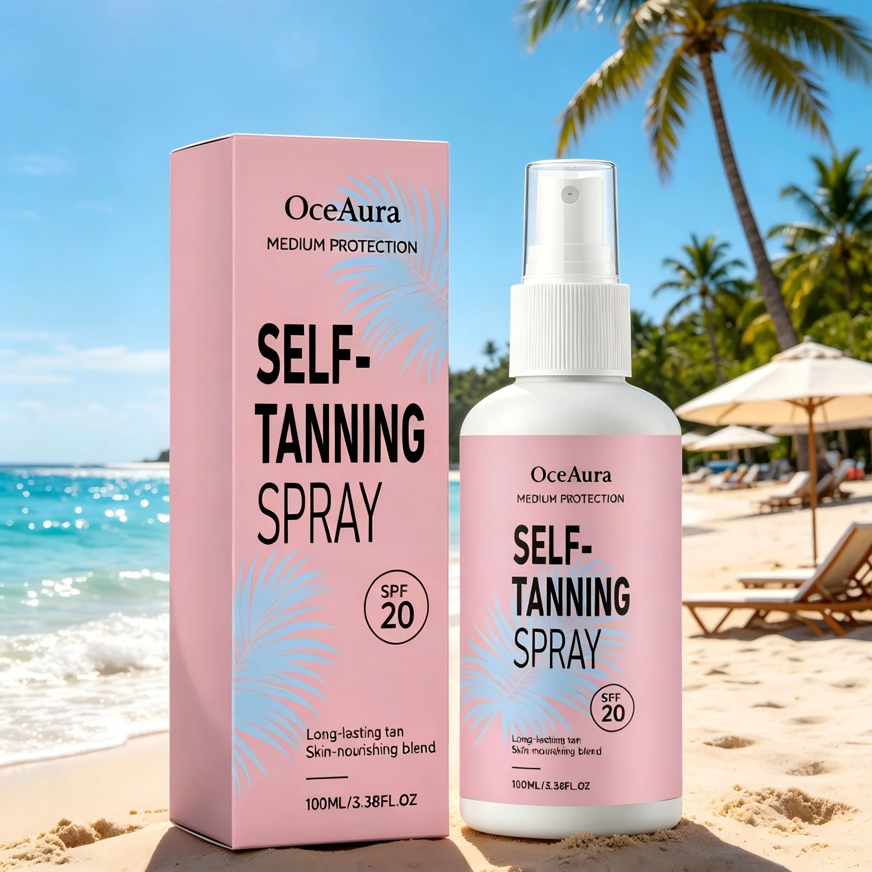 OceAura Self Tanning Spray Spf 20 Sunless Tanner Fake Tan Body Bronzer Fast Drying Watermelon Self-Tanning Serum for Women & Men