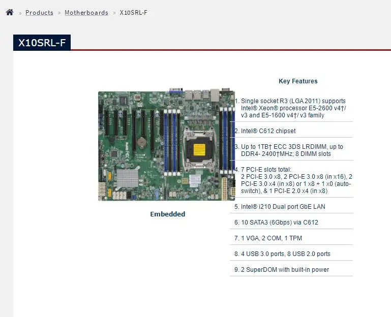 X10SRL-F for Supermicro Industrial Package Motherboard LGA2011 E5-1600/2600 V3/V4 Family DDR4 ECC 7 PCI-E Slots