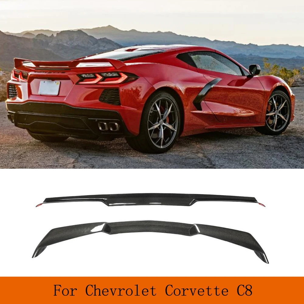 Car Rear Trunk Spoiler for Chevrolet Corvette C8 Stingray 2020 2021 Dry Carbon Fiber Spoiler Boot Car Trunk Spoiler High Wing