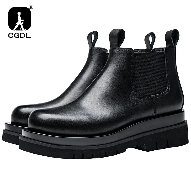 

New Chelsea Boots Men Platform Shoe Leather Fashion Versatile Business Casual British Style Street Party Wear Classic Ankle Boot