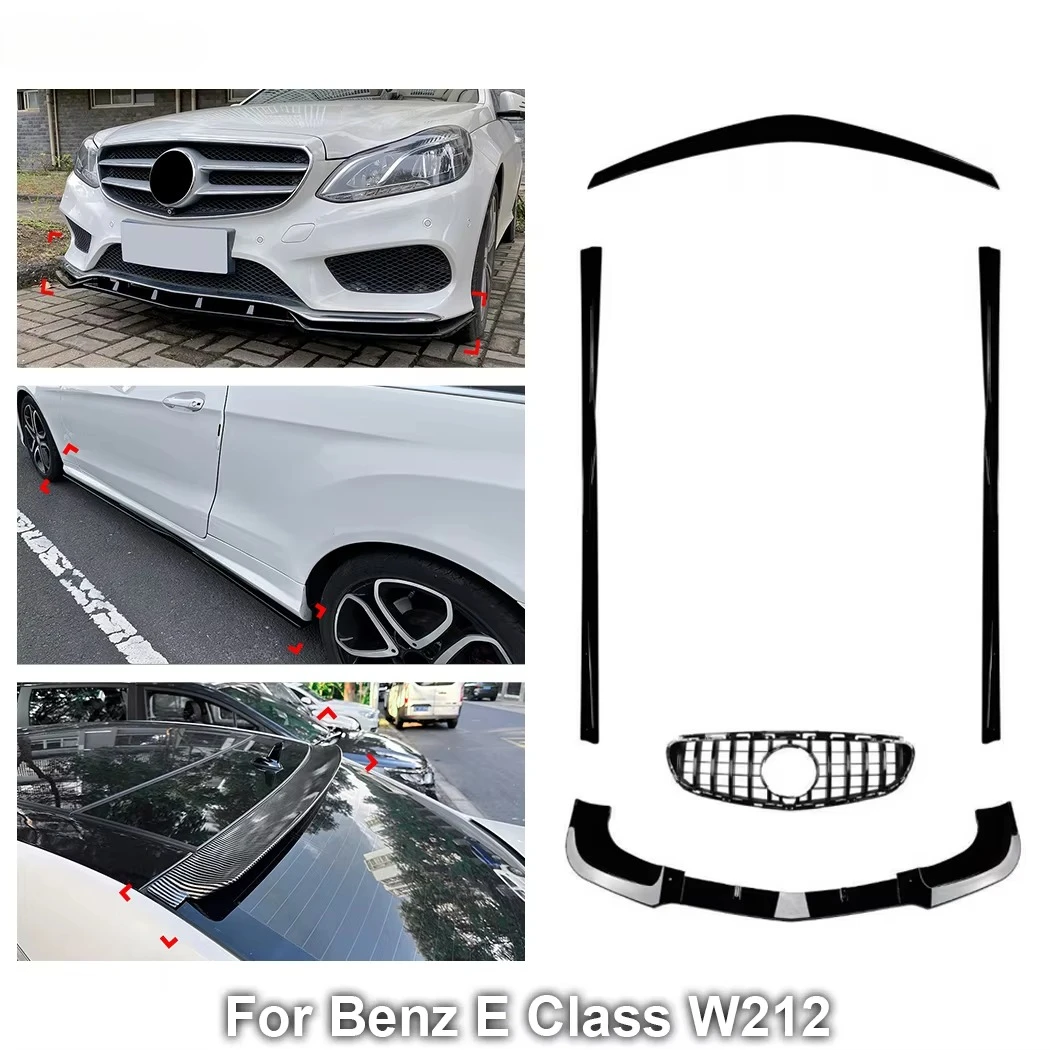 AMP-Z Car Body Kit for  Benz E Class W212 Front Rear Bumper Lip Spliter Side Skirt Rear Wing Spoiler Rear Diffuser