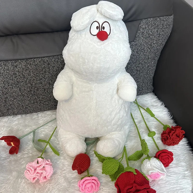 ตุ๊กตากระต่ายผ้าขนสัตว์นุ่ม น่ารักสุดๆ ตุ๊กตากระต่ายจมูกแดง ของขวัญวันเกิด น่ารักขี้เล่น