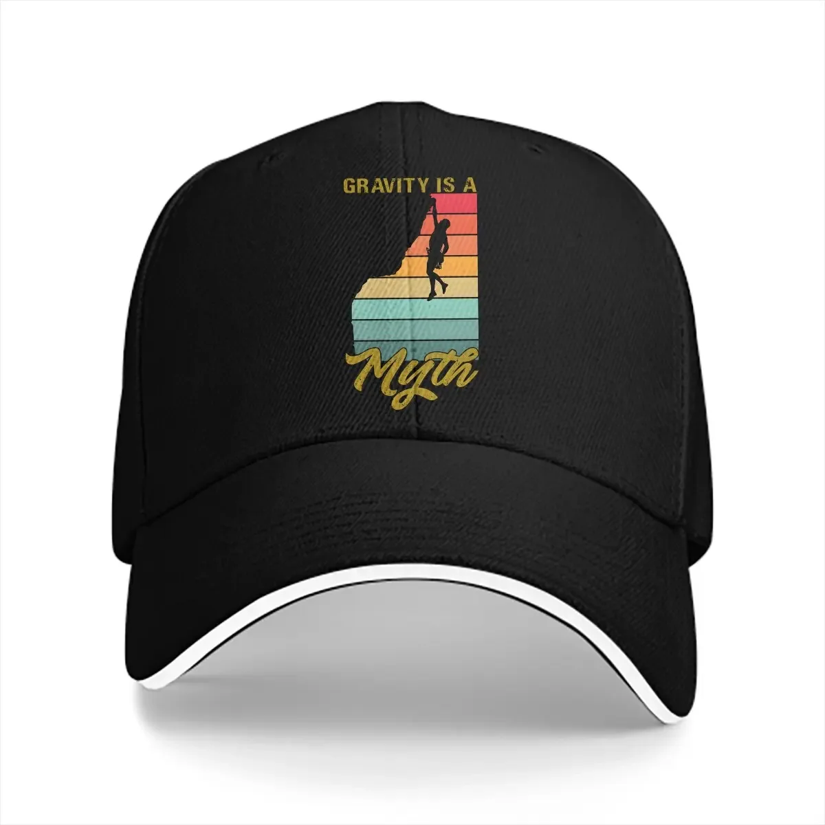 Washed Men's Baseball Cap Gravity Is A Myth Rock Climbing Sunset Trucker Snapback Caps Dad Hat Mountain Climber Golf Hats