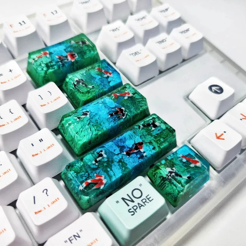 Mechanical Keyboard Resin Process Koi Fish All Colors Available Keycap Customized MX Key Caps Mechanical Keyboard Gift Idea