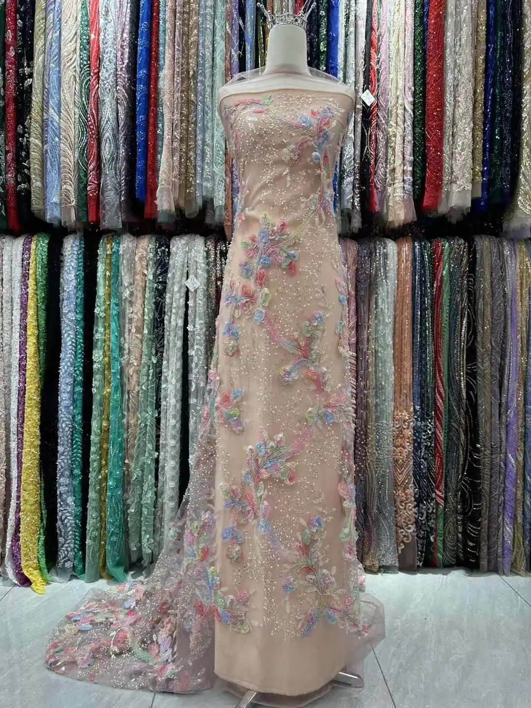 2024Latest Best Quality Mixed Colors Elegant Delicate Soft Beaded Tube Lace Fabric For Party Evening Dresses NN5638_Z