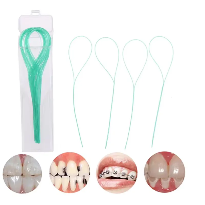50pcs Dental Floss Threading Device Fresh Breath Traction Thread for Dental Crowns Easy-to-Use Oral Care Tool
