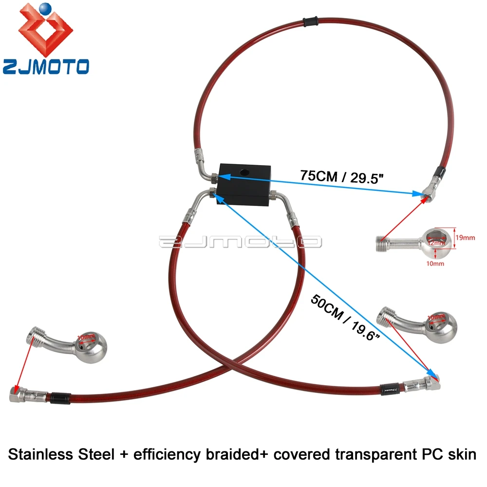 خطوط الفرامل الموسعة للدراجات النارية 180 ° 12 مللي متر 10 مللي متر بانجو العلوي السفلي خرطوم الفرامل أنبوب ل هارلي دينا منخفضة رايدر S FXDL FXDLS 2014-17 #6